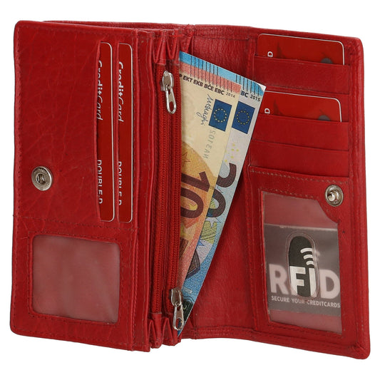 Lederbörse 16x9cm im Querformat in Rot mit RFID