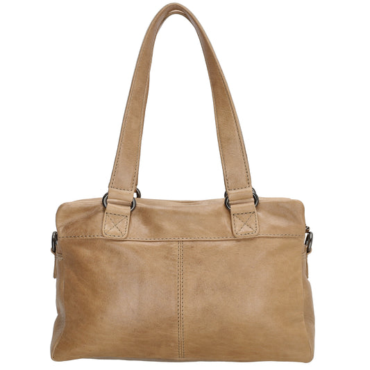 Shopper klein 28 x 19,5cm in Taupe aus Leder mit Reißverschlus