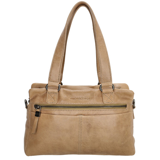 Shopper klein 28 x 19,5cm in Taupe aus Leder mit Reißverschlus