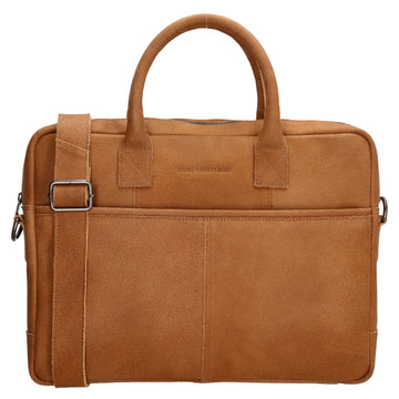 Businesstasche 39x31cm in Cognac aus Leder mit Reißverschluss