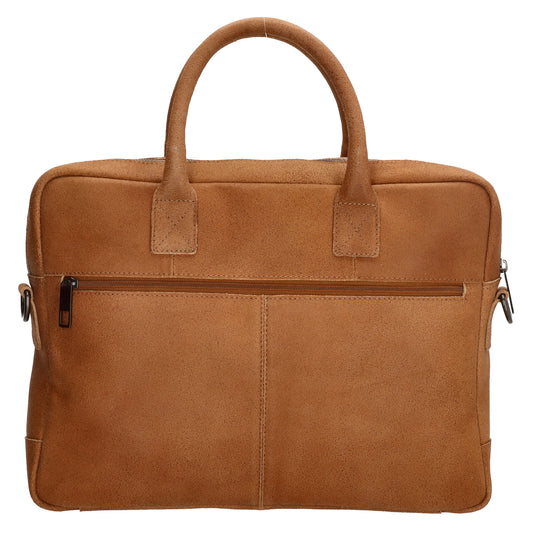 Businesstasche 39x31cm in Cognac aus Leder mit Reißverschluss