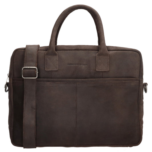 Businesstasche 40x33cm in Braun aus Leder mit Reißverschluss