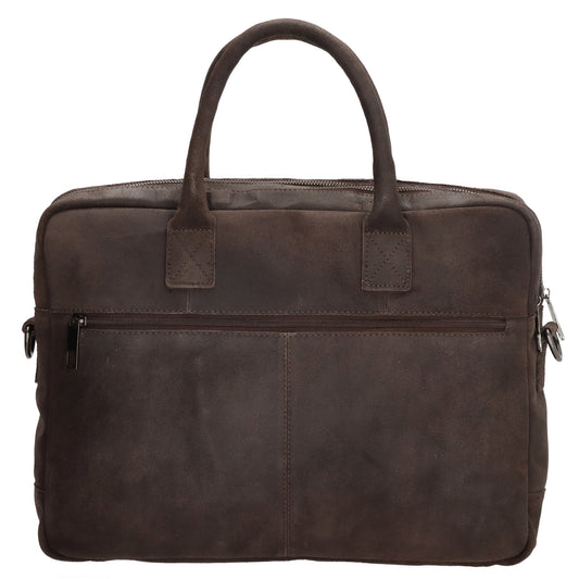 Businesstasche 40x33cm in Braun aus Leder mit Reißverschluss