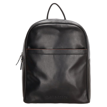 Lederrucksack 29x41cm in Schwarz mit Reißverschluss und Vortasche