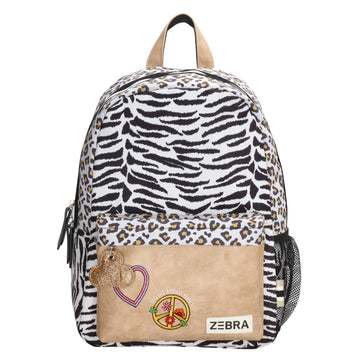 Kinderrucksack 29x39cm mit Zebramuster in Weiß|Beige