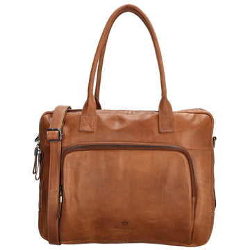 Businesstasche|Ledertasche 40x30cm mit Vortasche in Cognac