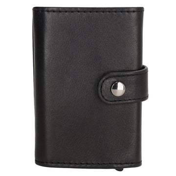 Kartenetui| Safty Wallet 10,5x7cm in Schwarz mit Druckknopf