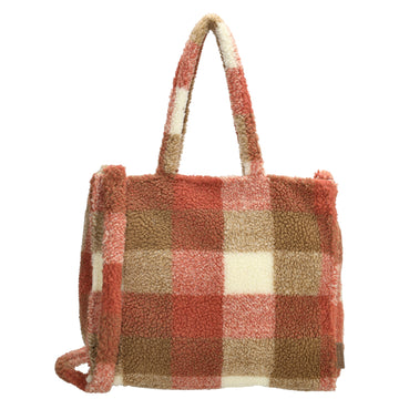 Teddytasche 38x22cm in Rot|Beige Karo