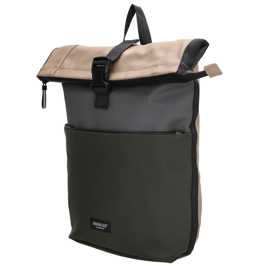 Rolltoprucksack 52x40x13cm in Grün|Oliv Multicolor mit Klickverschluss