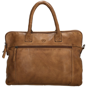 Businesstasche| Messenger Bag 38,5 x 28cm in Cognac mit Vortasche