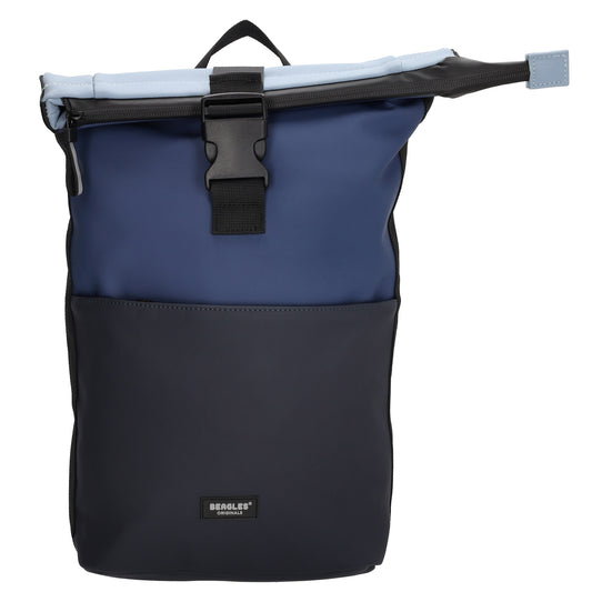 Rolltop-Rucksack 28x42cm in Blau mit Reißverschluss und Steckfach