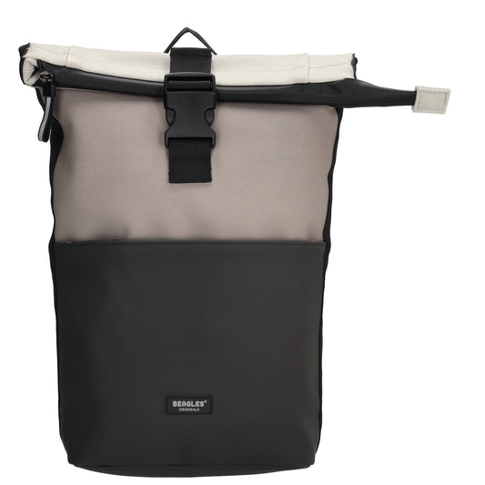 Rolltop-Rucksack 28x42cm in Grau mit Reißverschluss und Steckfach