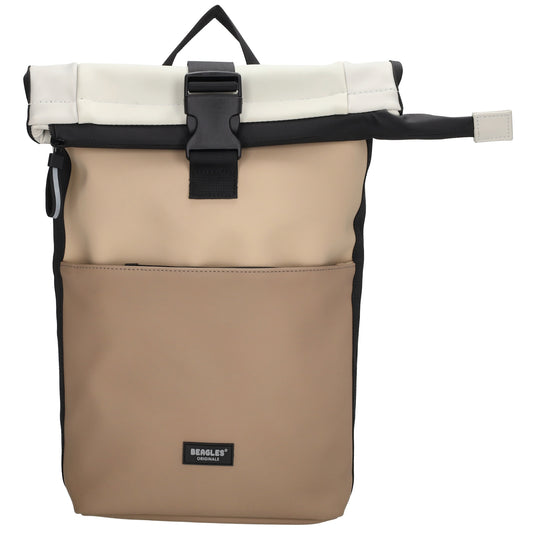 Rolltoprucksack 42x28x10cm in Beige Multicolor mit Klickverschluss