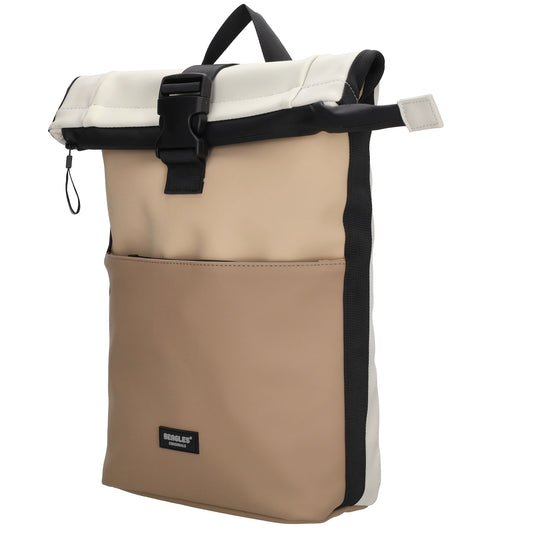 Rolltoprucksack 42x28x10cm in Beige Multicolor mit Klickverschluss