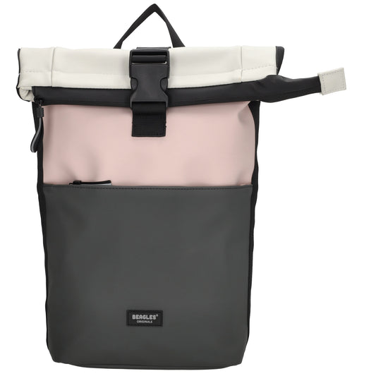 Rolltop-Rucksack 28x42cm in Altrosa mit Reißverschluss und Steckfach