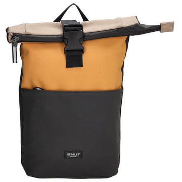 Rolltop-Rucksack 28x42cm in Ockergelb mit Reißverschluss und Steckfach