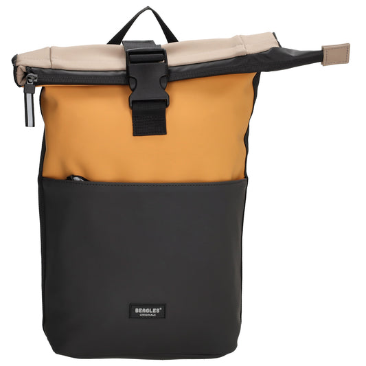 Rolltop-Rucksack 28x42cm in Ockergelb mit Reißverschluss und Steckfach