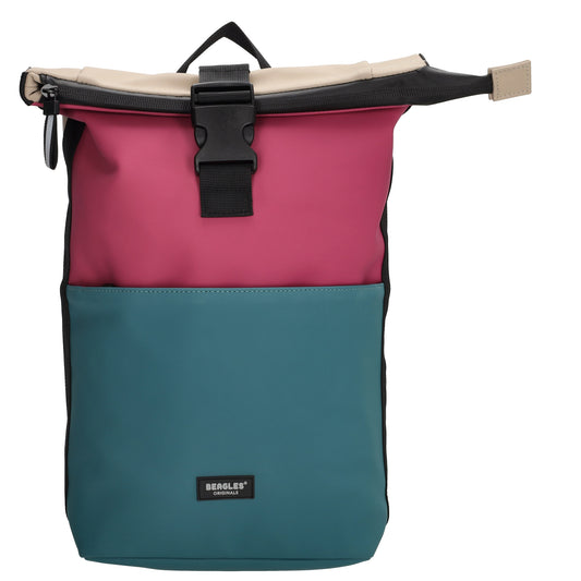 Rolltoprucksack 42x28x10cm in Pink|Petrol Multicolor mit Klickverschluss