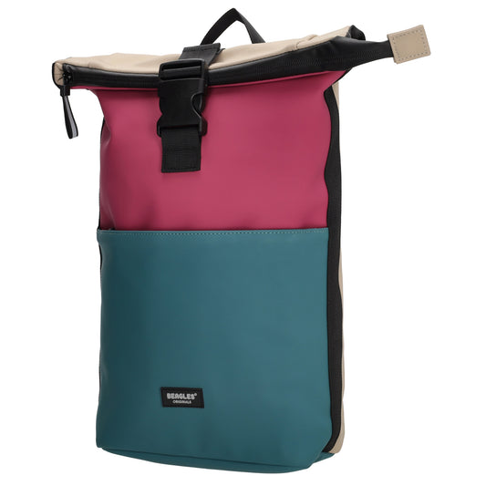 Rolltoprucksack 42x28x10cm in Pink|Petrol Multicolor mit Klickverschluss