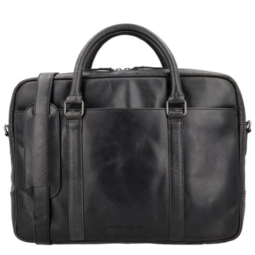 Businesstasche 38x29cm in Schwarz aus Leder mit Reißverschluss