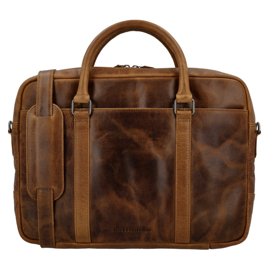 Businesstasche 38x29cm in Braun aus Leder mit Reißverschluss