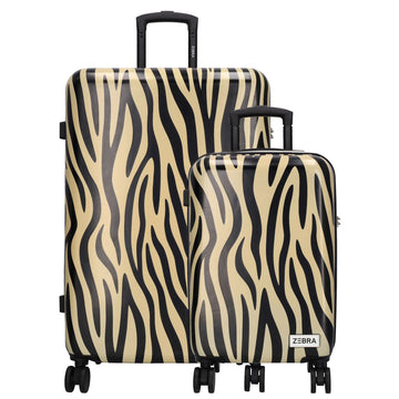 Reisetrolley|Hartschalenkoffer im SET 76|57cm im Zebra-Look mit 4-Rad