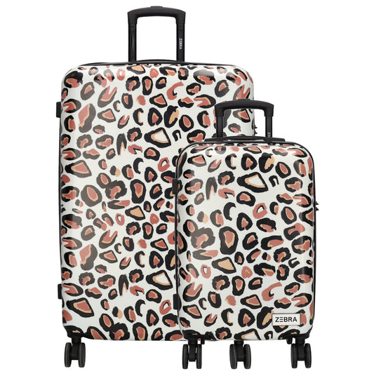 Reisetrolley|Hartschalenkoffer im SET 76|57cm im Leoparden-Look mit 4-Rad