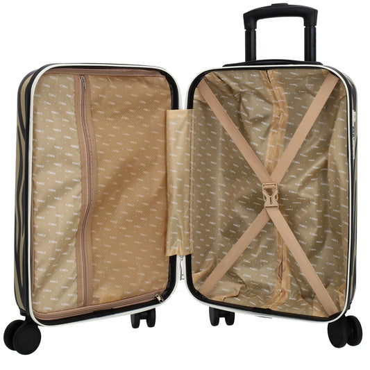 Reisetrolley|Hartschalenkoffer im SET 76|57cm im Zebra-Look mit 4-Rad