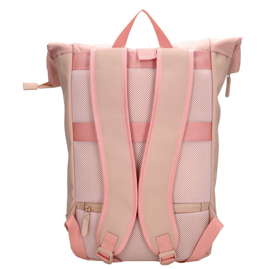 Rolltop-Rucksack 46x38cm in Rosa mit Reißverschluss und Reißverschlussfach