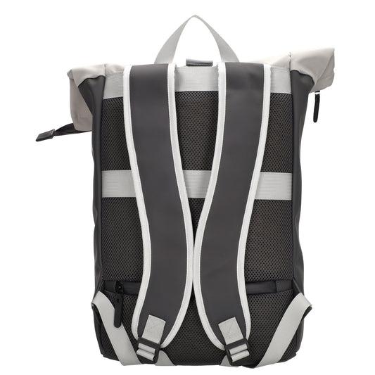 Rolltop-Rucksack 46x38cm in Grau mit Reißverschluss und Reißverschlussfach