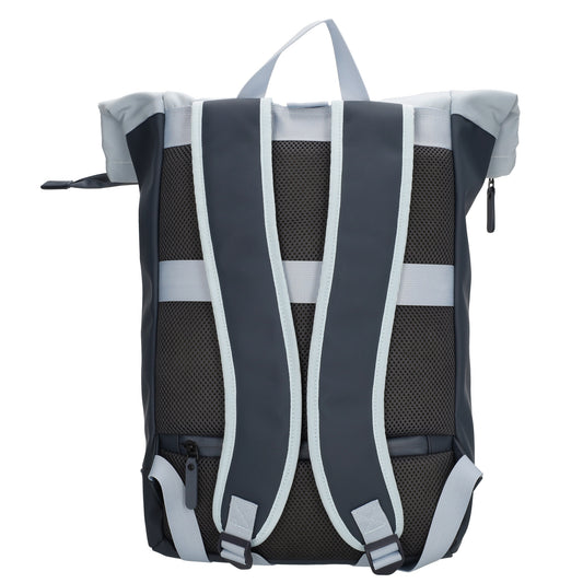 Rolltop-Rucksack 46x38cm in Hellblau mit Reißverschluss und Reißverschlussfach