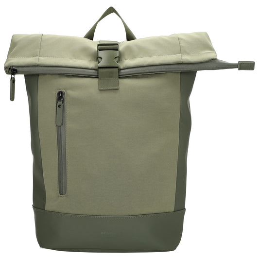 Rolltop-Rucksack 46x38cm in Olivgrün mit Reißverschluss und Reißverschlussfach