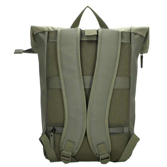 Rolltop-Rucksack 46x38cm in Olivgrün mit Reißverschluss und Reißverschlussfach