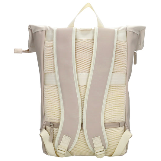 Rolltop-Rucksack 46x38cm in Creme mit Reißverschluss und Reißverschlussfach