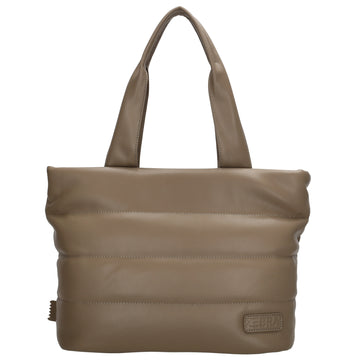 Shopper gesteppt 34x28cm in Taupe aus Kunstleder