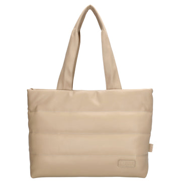 Shopper gesteppt 48x30cm in Beige aus Kunstleder