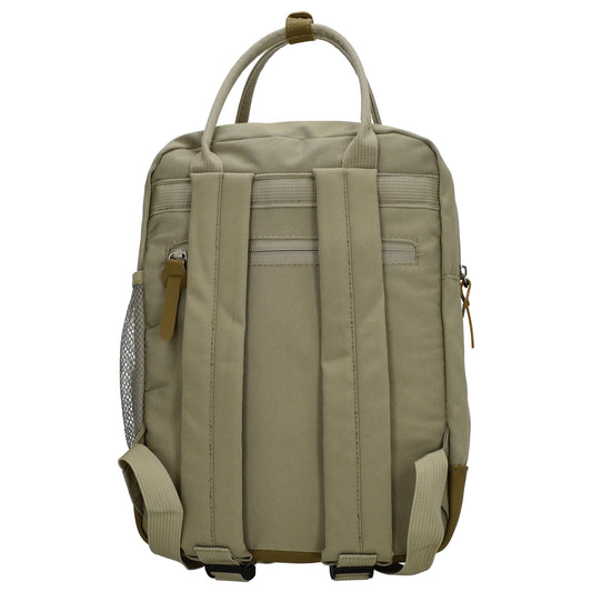 Rucksack 23x31,5cm in Khaki mit Reißverschluss und Vortasche