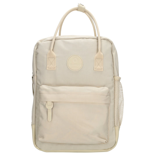 Rucksack 23x31,5cm in Beige mit Reißverschluss und Vortasche