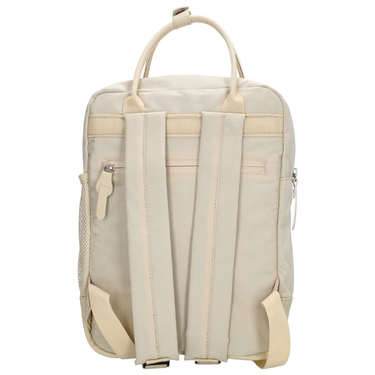 Rucksack 23x31,5cm in Beige mit Reißverschluss und Vortasche