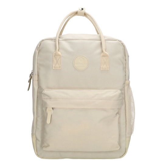 Rucksack 28x36,5cm in Beige mit Reißverschluss und Vortasche