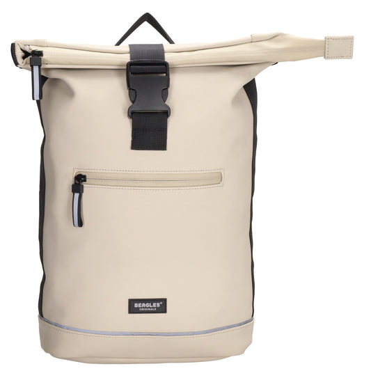 Rolltoprucksack 42x28x10cm in Taupe|Beige mit Klickverschluss