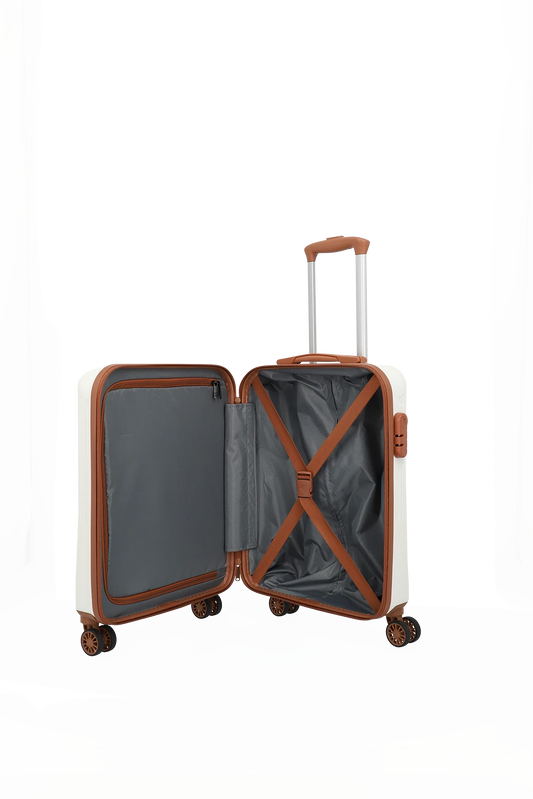 Bali Trolley Set 3-teilig in Weiss|Cognac mit 4-Rad aus Polypropylen