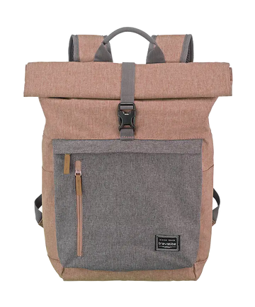 Rolltoprucksack 37 x 60 x 16 cm in Rosa|Grau