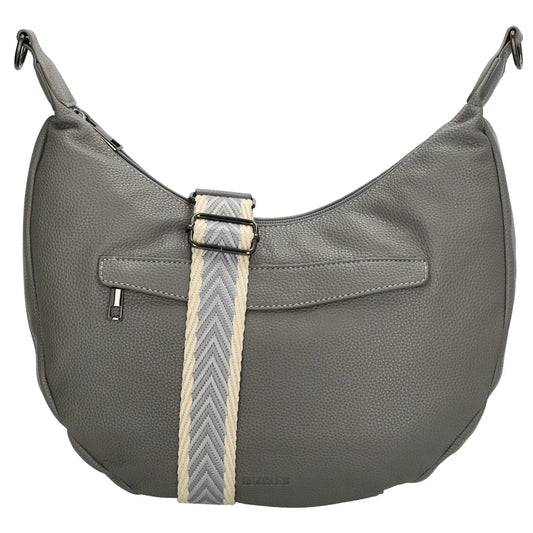 Schultertasche 35x22cm in Grau mit Reißverschluss und Wechselriemen