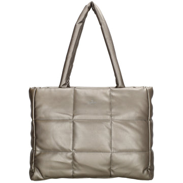 Shopper gesteppt 38x39cm in Gun-Metallic aus Kunstleder