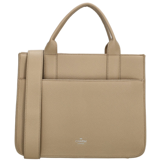 Shopper 30x24,5cm in Helltaupe mit Reißverschluss und Kurzgriff