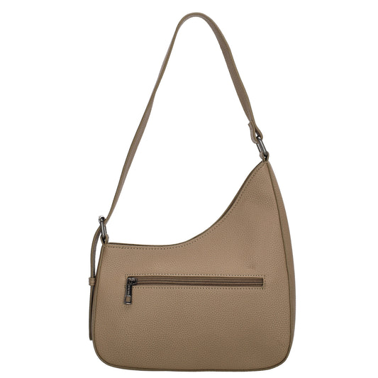 Schultertasche 25x27cm in Taupe mit Reißverschluss und Wechselriemen