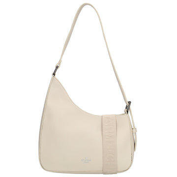 Schultertasche 25x27cm in Creme mit Reißverschluss und Wechselriemen