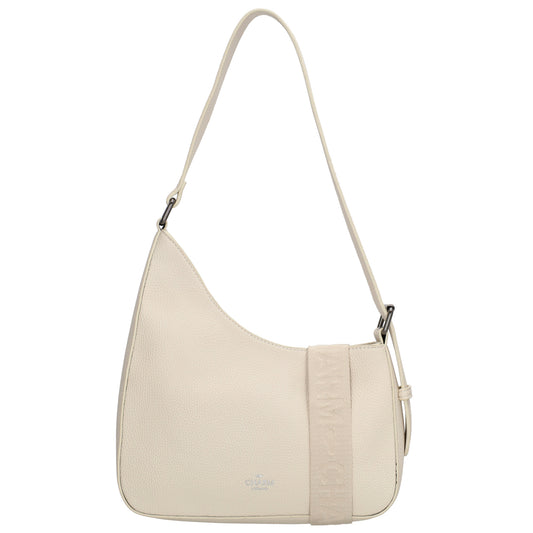 Schultertasche 25x27cm in Creme mit Reißverschluss und Wechselriemen