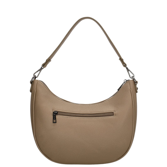 Schultertasche 37x37cm in Taupe mit Reißverschluss und Wechselriemen